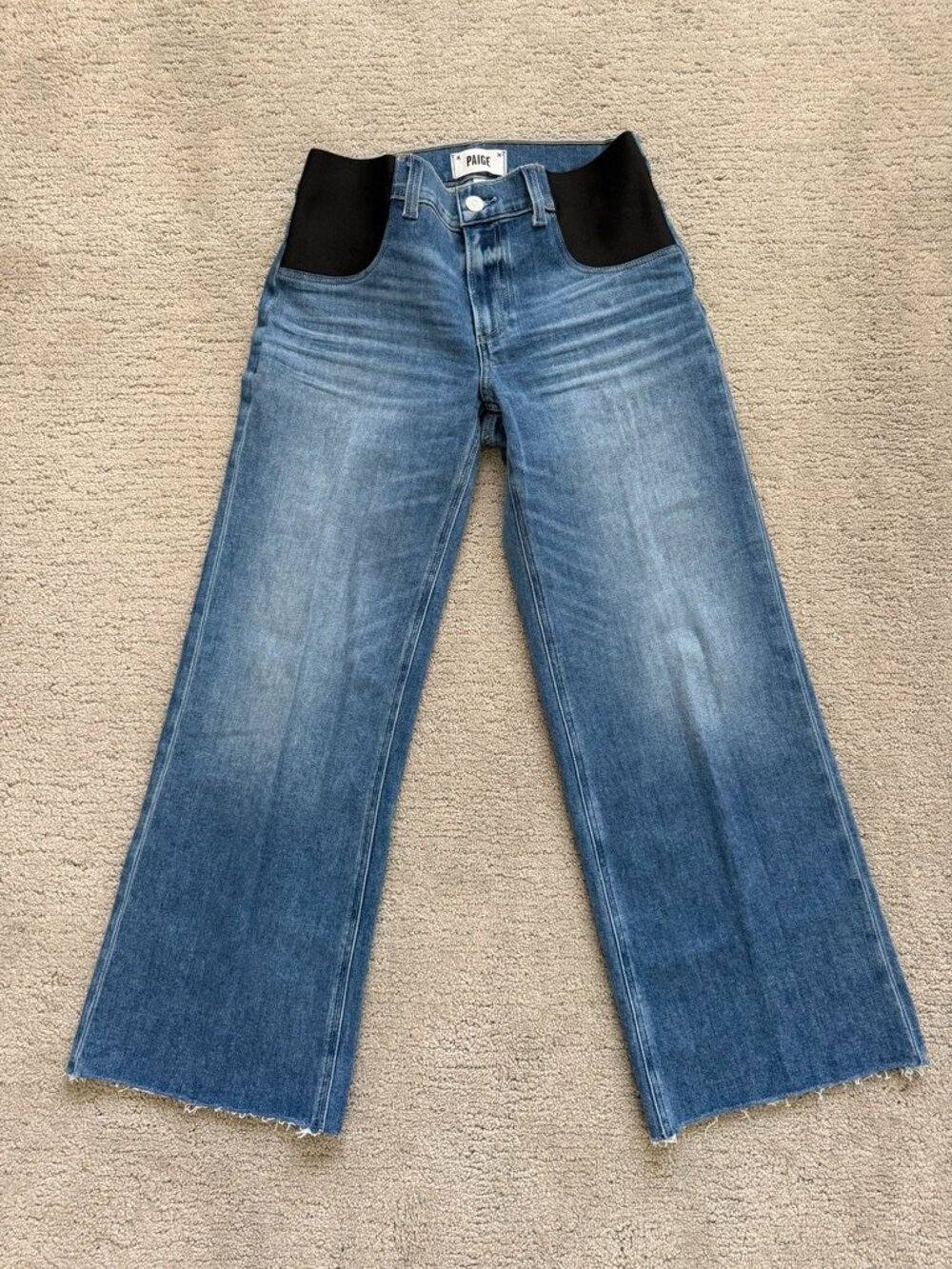 PAIGE Anessa Maternity Wide Leg Jean in Rock Show Distressed
